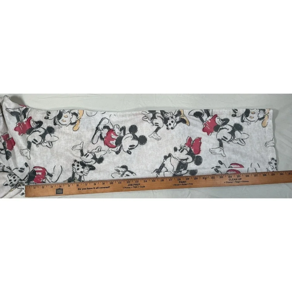 Disney Mickey Mouse Pajama Tie Waist Lounge Pants Cream Velour Size XS